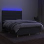 Box spring bed mattress and LED lights dark gray fabric 140x200 cm by vidaXL, Beds and slatted bases - Ref: Foro24-3135518, P...