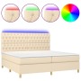 Cama box spring colchón y luces LED tela crema 200x200 cm de vidaXL, Camas y somieres - Ref: Foro24-3135706, Precio: 705,03 €...