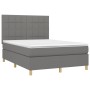 Cama box spring colchón y luces LED tela gris oscuro 140x200 cm de vidaXL, Camas y somieres - Ref: Foro24-3135438, Precio: 50...