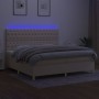 Box spring bed mattress and LED lights cream fabric 200x200 cm by vidaXL, Beds and slatted bases - Ref: Foro24-3135706, Price...