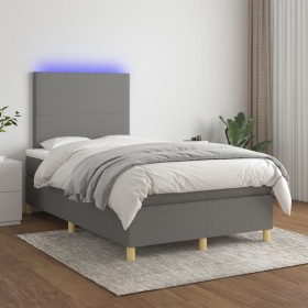 Box spring bed with mattress and LED dark gray fabric 120x200 cm by vidaXL, Beds and slatted bases - Ref: Foro24-3135262, Pri...