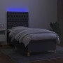 Boxspringbettmatratze und LED-Leuchten dunkelgrauer Stoff 90x190 cm von vidaXL, Betten und Lattenroste - Ref: Foro24-3135638,...