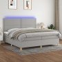 Cama box spring con colchón tela y LED gris claro 200x200 cm de vidaXL, Camas y somieres - Ref: Foro24-3135381, Precio: 617,8...