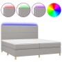 Cama box spring con colchón tela y LED gris claro 200x200 cm de vidaXL, Camas y somieres - Ref: Foro24-3135381, Precio: 617,8...