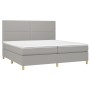 Cama box spring con colchón tela y LED gris claro 200x200 cm de vidaXL, Camas y somieres - Ref: Foro24-3135381, Precio: 617,8...