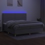 Cama box spring con colchón tela y LED gris claro 200x200 cm de vidaXL, Camas y somieres - Ref: Foro24-3135381, Precio: 617,8...