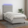 Box spring bed mattress and LED lights light gray fabric 100x200 cm by vidaXL, Beds and slatted bases - Ref: Foro24-3135093, ...