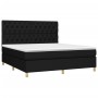 Box spring bed mattress and LED lights black fabric 160x200 cm by vidaXL, Beds and slatted bases - Ref: Foro24-3135687, Price...