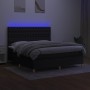 Box spring bed mattress and LED lights black fabric 160x200 cm by vidaXL, Beds and slatted bases - Ref: Foro24-3135687, Price...