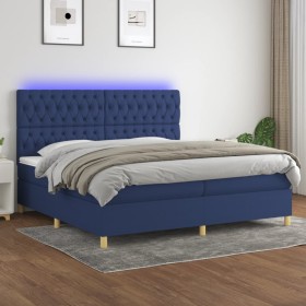 Cama box spring colchón y luces LED tela azul 200x200 cm de vidaXL, Camas y somieres - Ref: Foro24-3135707, Precio: 720,33 €,...