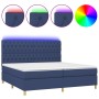 Cama box spring colchón y luces LED tela azul 200x200 cm de vidaXL, Camas y somieres - Ref: Foro24-3135707, Precio: 718,99 €,...