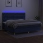 Boxspringbettmatratze und LED-Leuchten aus blauem Stoff 200x200 cm von vidaXL, Betten und Lattenroste - Ref: Foro24-3135707, ...