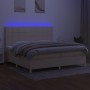 Cama box spring colchón y luces LED tela crema 200x200 cm de vidaXL, Camas y somieres - Ref: Foro24-3135466, Precio: 690,41 €...