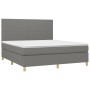 Box spring bed mattress and LED lights dark gray fabric 160x200 cm by vidaXL, Beds and slatted bases - Ref: Foro24-3135286, P...