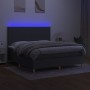 Box spring bed mattress and LED lights dark gray fabric 160x200 cm by vidaXL, Beds and slatted bases - Ref: Foro24-3135286, P...