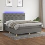 Box spring bed mattress and LED lights dark gray fabric 180x200 cm by vidaXL, Beds and slatted bases - Ref: Foro24-3135694, P...