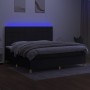 Boxspringbettmatratze und LED-Leuchten aus schwarzem Stoff 200x200 cm von vidaXL, Betten und Lattenroste - Ref: Foro24-313546...