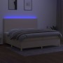 Box spring bed mattress and LED lights cream fabric 200x200 cm by vidaXL, Beds and slatted bases - Ref: Foro24-3135306, Price...