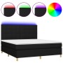 Box spring bed mattress and LED lights black fabric 160x200 cm by vidaXL, Beds and slatted bases - Ref: Foro24-3135447, Price...