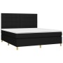 Box spring bed mattress and LED lights black fabric 160x200 cm by vidaXL, Beds and slatted bases - Ref: Foro24-3135447, Price...