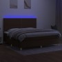 Box spring bed mattress LED lights dark brown fabric 200x200 cm by vidaXL, Beds and slatted bases - Ref: Foro24-3135384, Pric...