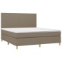 Cama box spring colchón y luces LED tela gris taupe 180x200 cm de vidaXL, Camas y somieres - Ref: Foro24-3135297, Precio: 646...