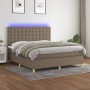 Boxspringbett mit Matratze und LED-Leuchten taupegrauer Stoff 180x200 cm von vidaXL, Betten und Lattenroste - Ref: Foro24-313...