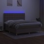 Boxspringbett mit Matratze und LED-Leuchten taupegrauer Stoff 180x200 cm von vidaXL, Betten und Lattenroste - Ref: Foro24-313...