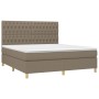 Boxspringbett mit Matratze und LED-Leuchten taupegrauer Stoff 180x200 cm von vidaXL, Betten und Lattenroste - Ref: Foro24-313...