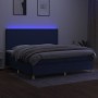 Box spring bed mattress and LED lights blue fabric 200x200 cm by vidaXL, Beds and slatted bases - Ref: Foro24-3135307, Price:...