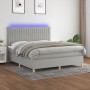 Box spring bed mattress and LED lights light gray fabric 180x200 cm by vidaXL, Beds and slatted bases - Ref: Foro24-3135613, ...