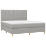 Box spring bed mattress and LED lights light gray fabric 180x200 cm by vidaXL, Beds and slatted bases - Ref: Foro24-3135613, ...