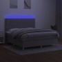 Box spring bed mattress and LED lights light gray fabric 180x200 cm by vidaXL, Beds and slatted bases - Ref: Foro24-3135613, ...