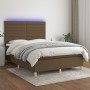 Box spring bed mattress LED lights dark brown fabric 140x190 cm by vidaXL, Beds and slatted bases - Ref: Foro24-3135512, Pric...