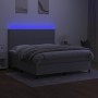 Boxspringbettmatratze und LED-Leuchten aus hellgrauem Stoff 160x200 cm von vidaXL, Betten und Lattenroste - Ref: Foro24-31347...