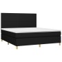 Box spring bed mattress and LED lights black fabric 160x200 cm by vidaXL, Beds and slatted bases - Ref: Foro24-3135287, Price...