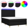 Boxspringbettmatratze und LED-Leuchten aus schwarzem Stoff 140x200 cm von vidaXL, Betten und Lattenroste - Ref: Foro24-313551...