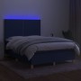 Box spring bed mattress and LED lights blue fabric 140x200 cm by vidaXL, Beds and slatted bases - Ref: Foro24-3135363, Price:...