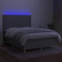 Box spring bed mattress and LED lights light gray fabric 140x190 cm by vidaXL, Beds and slatted bases - Ref: Foro24-3135349, ...