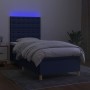 Box spring bed mattress and LED lights blue fabric 90x200 cm by vidaXL, Beds and slatted bases - Ref: Foro24-3135731, Price: ...