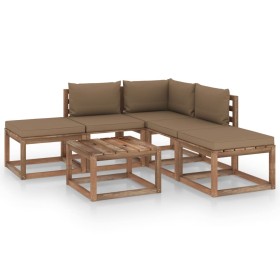 Juego de muebles de jardín 6 piezas con cojines taupe de vidaXL, Conjuntos de jardín - Ref: Foro24-3067388, Precio: 317,75 €,...