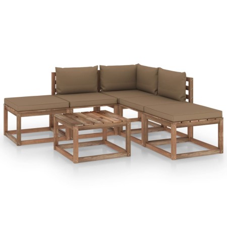 6-piece garden furniture set with taupe cushions by vidaXL, Garden sets - Ref: Foro24-3067388, Price: 317,75 €, Discount: %