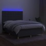 Box spring bed mattress and LED lights dark gray fabric 140x190 cm by vidaXL, Beds and slatted bases - Ref: Foro24-3135430, P...