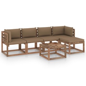 Juego de muebles de jardín 6 piezas con cojines taupe de vidaXL, Conjuntos de jardín - Ref: Foro24-3067400, Precio: 358,99 €,...