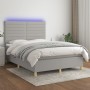 Box spring bed mattress and LED lights light gray fabric 140x190 cm by vidaXL, Beds and slatted bases - Ref: Foro24-3135509, ...