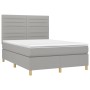 Box spring bed mattress and LED lights light gray fabric 140x190 cm by vidaXL, Beds and slatted bases - Ref: Foro24-3135509, ...