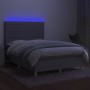 Box spring bed mattress and LED lights light gray fabric 140x190 cm by vidaXL, Beds and slatted bases - Ref: Foro24-3135509, ...