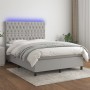 Boxspringbettmatratze und LED-Leuchten hellgrauer Stoff 140x200 cm von vidaXL, Betten und Lattenroste - Ref: Foro24-3135117, ...