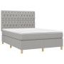 Boxspringbettmatratze und LED-Leuchten hellgrauer Stoff 140x190 cm von vidaXL, Betten und Lattenroste - Ref: Foro24-3135669, ...