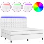 Boxspringbett mit Matratze und LED-weißem Kunstleder 200x200 cm von vidaXL, Betten und Lattenroste - Ref: Foro24-3135964, Pre...